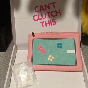 Studio DIY pool clutch with girl flair pins
